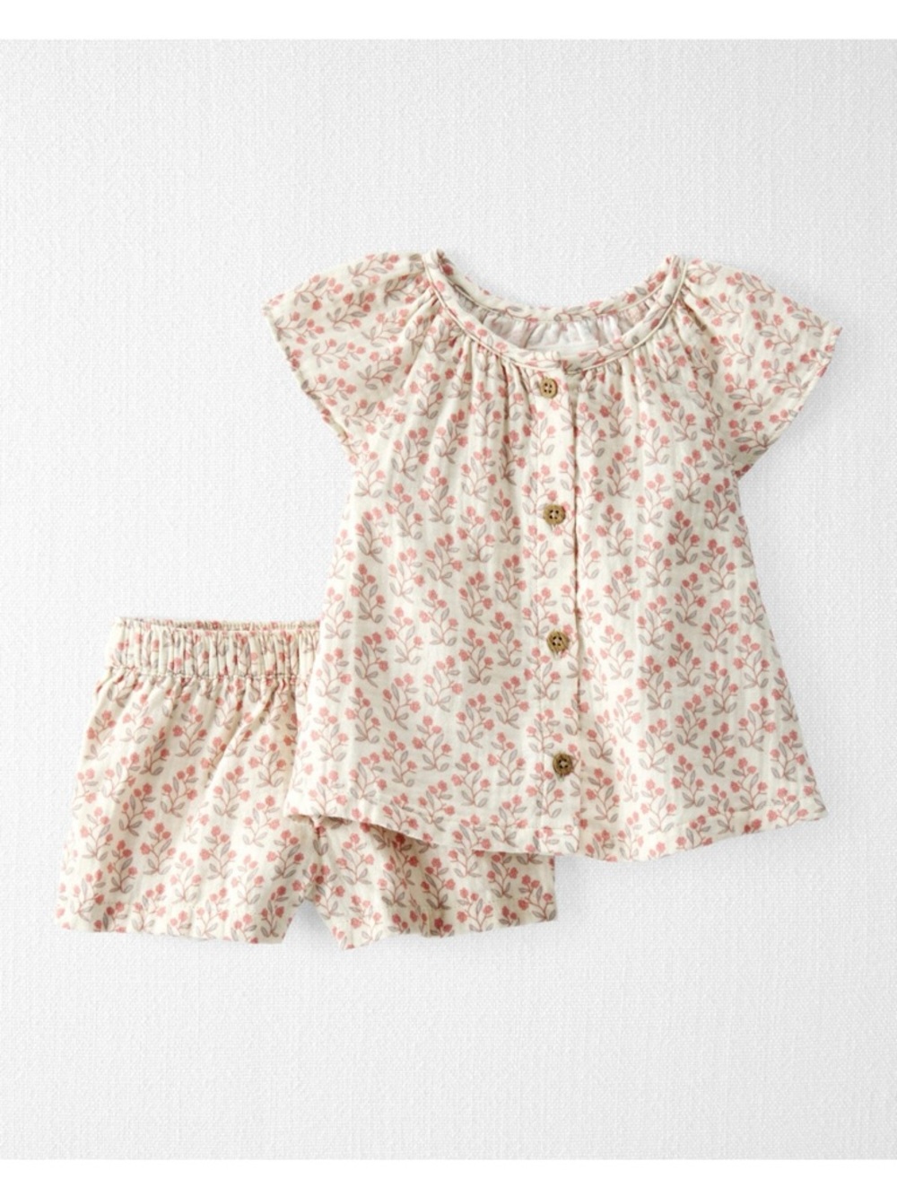 Little Planet Baby Girl 2-Piece Organic Cotton Gauze Floral-Print Set